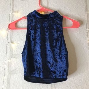 High Neck Velvet Crop